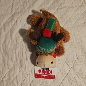Kong Plush Reindeer Dog Toy with Green and Red Accents